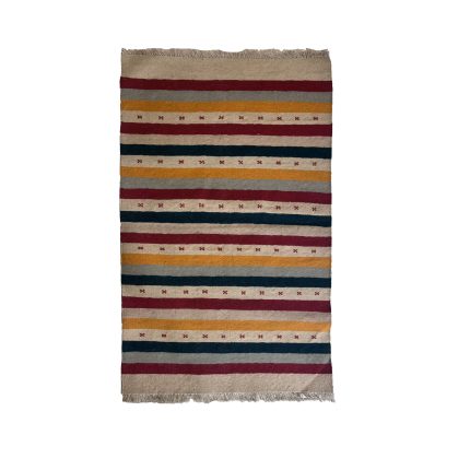 El Dokuma Yün ve pamuk karışımı Kilim 150x100 cm | Pembe | Otantik Dokuma_21326573