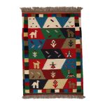 El Dokuma Yün Kilim 123x85 cm | Rengarenk | Sanatsal Tasarım_21371454