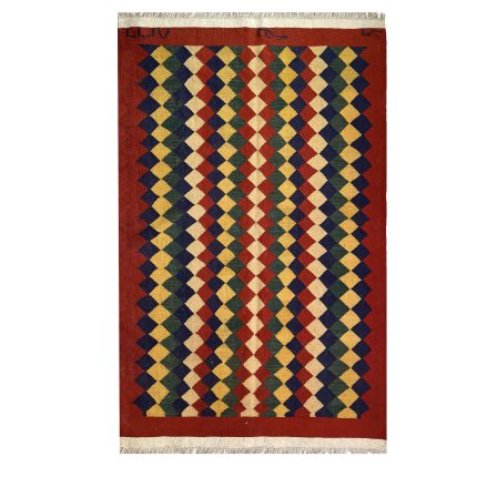 El Dokuma Yün Kilim 205x135 cm | Kırmızı | Modern Dokunuş_21375542