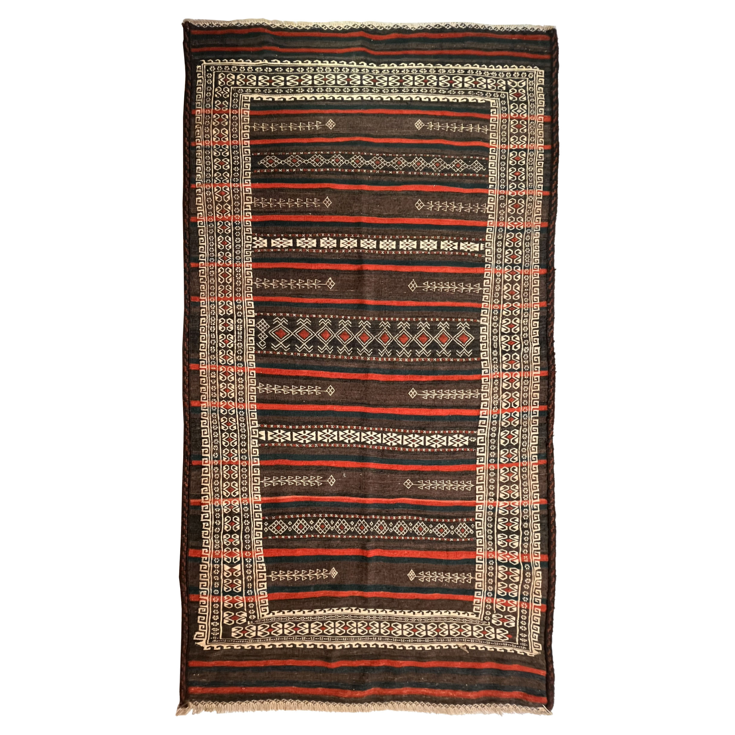 El Dokuma Pamuk & Yün Kilim 244x115 cm | Kahverengi | Zarif Stil El Dokuma Pamuk & Yün Kilim 244x115 cm | Kahverengi | Zarif Stil_21426141