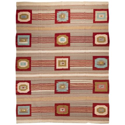 El Dokuma Yün Kilim 380x290 cm | Gri | Zarif Stil_7145971