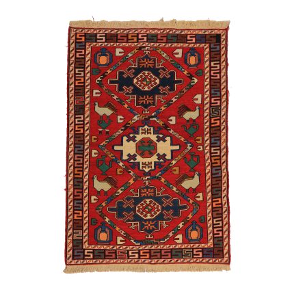 El Dokuma Yün Kilim 101x150 cm | Kırmızı | Dekoratif Kilim_﻿19153978